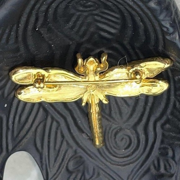 Vintage Swarovski Dragonfly Gold tone Brooch Pin - Picture 4 of 13